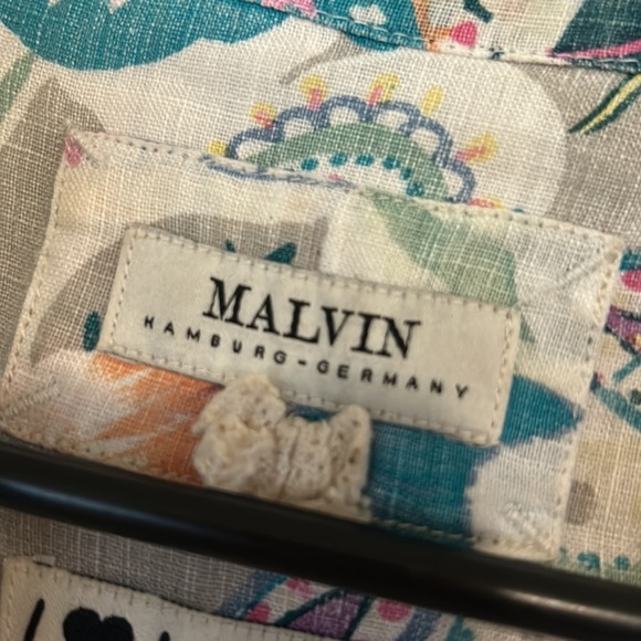 Malvin Hamburg-Germany Floral Tunic 100% Linen Blouse SZ S - Picture 2 of 8